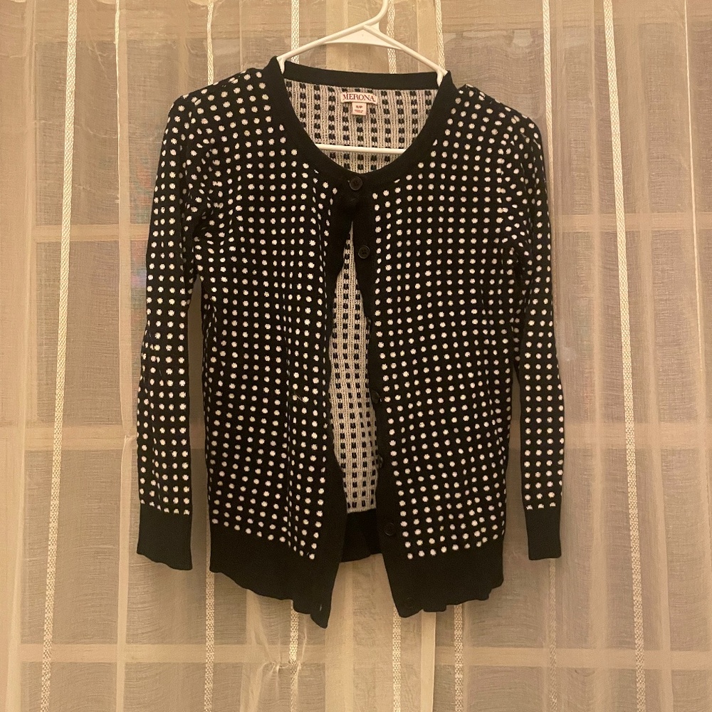 Black and white polka dot cardigan
